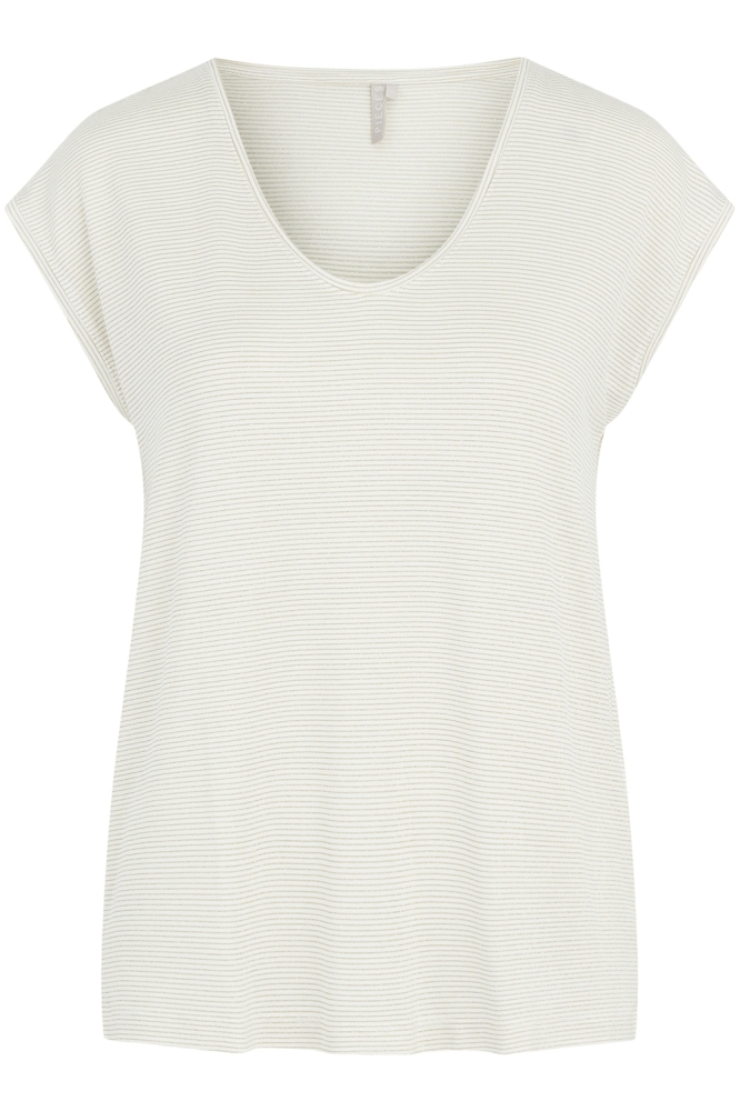 PCBILLO TEE LUREX STRIPES NOOS 17078572 Bright White/GOLD LUREX